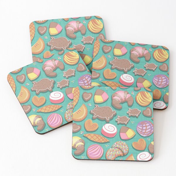 Item preview, Mexican Sweet Bakery Frenzy // teal background // pastel colors pan dulce designed and sold by SelmaCardoso.