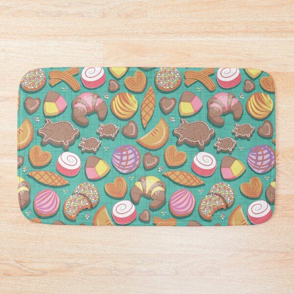 Item preview, Mexican Sweet Bakery Frenzy // teal background // pastel colors pan dulce designed and sold by SelmaCardoso.