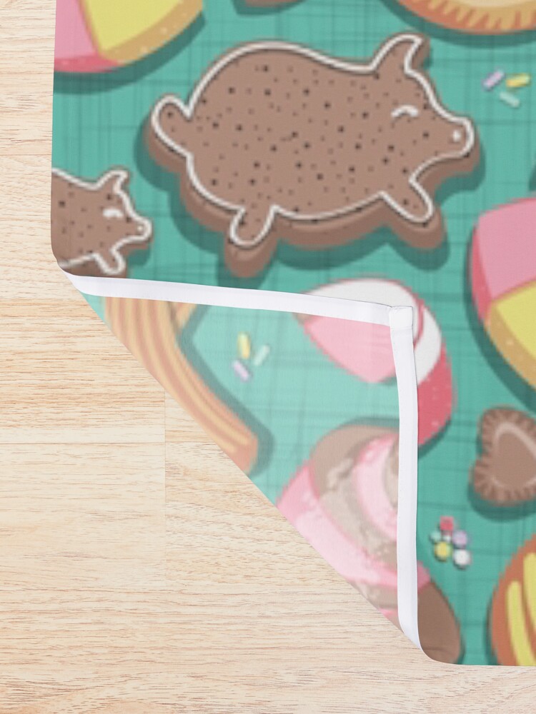 Alternate view of Mexican Sweet Bakery Frenzy // teal background // pastel colors pan dulce Shower Curtain