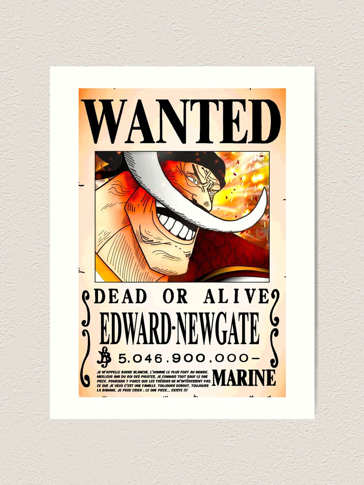 Wanted Poster Edward Newgate 5 0 Billion Berrys One Piece Art Print By Axel0w Redbubble