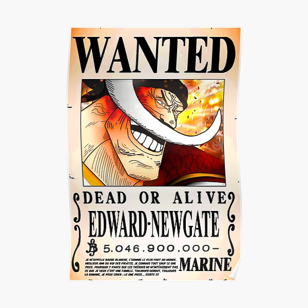 Wanted Poster Edward Newgate 5 0 Billion Berrys One Piece Poster By Axel0w Redbubble