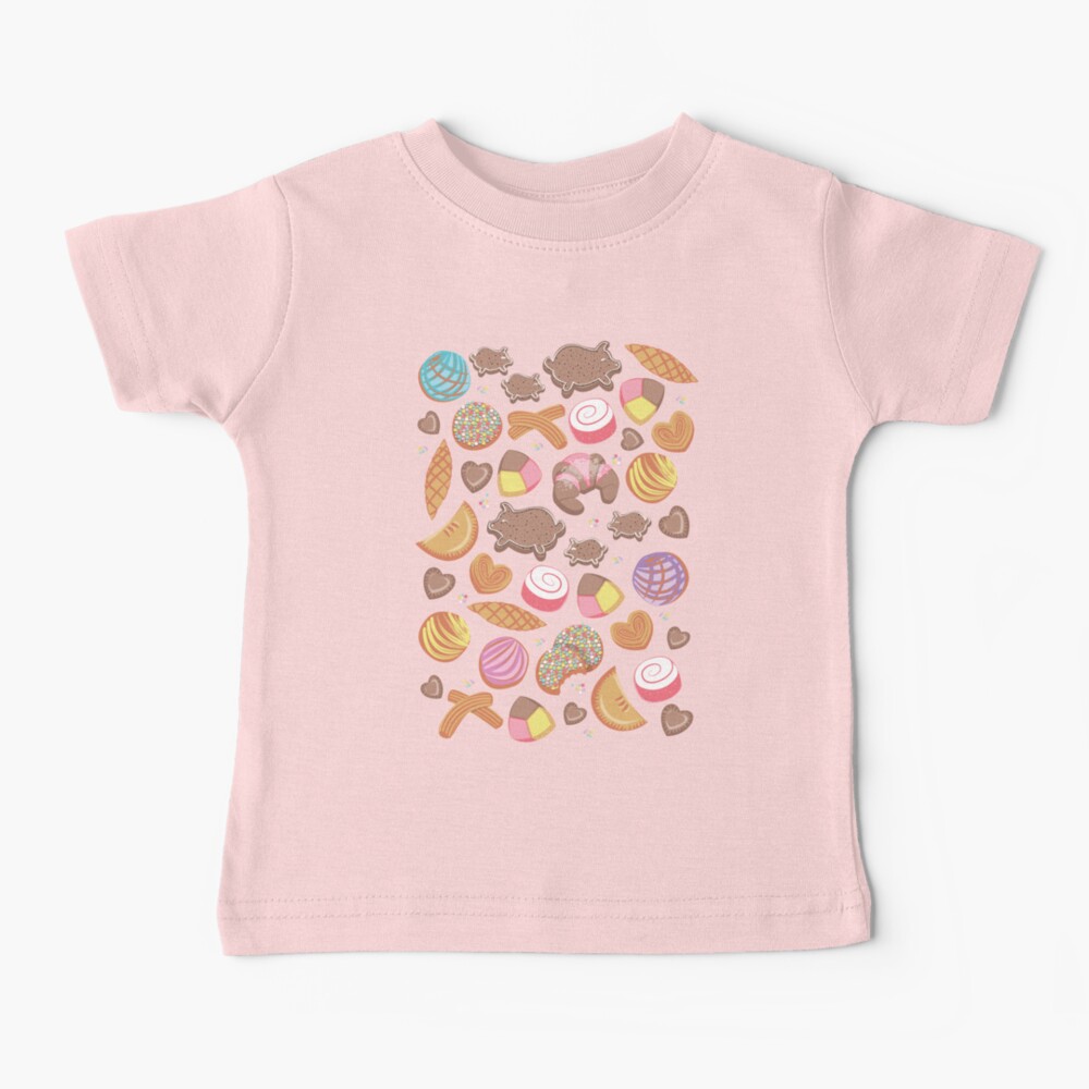 Mexican Sweet Bakery Frenzy // pink background // pastel colors pan dulce Baby T-Shirt