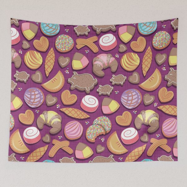 Item preview, Mexican Sweet Bakery Frenzy // pink background // pastel colors pan dulce designed and sold by SelmaCardoso.