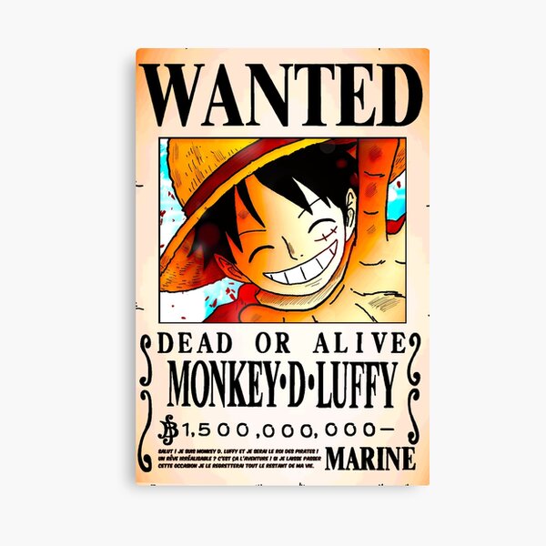 Wanted Poster Monkey D Luffy 1 5 Billion Berrys One Piece Canvas Print By Axel0w Redbubble