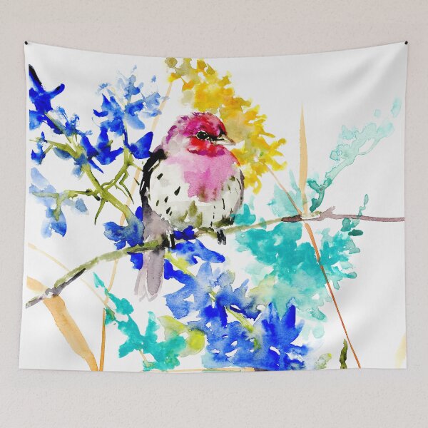 Item preview, House Finch And Wild flowers  designed and sold by surenart.