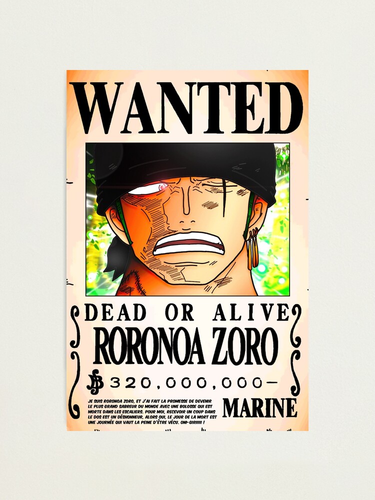 Wanted Poster Roronoa Zoro 3 Million Berrys One Piece Photographic Print By Axel0w Redbubble