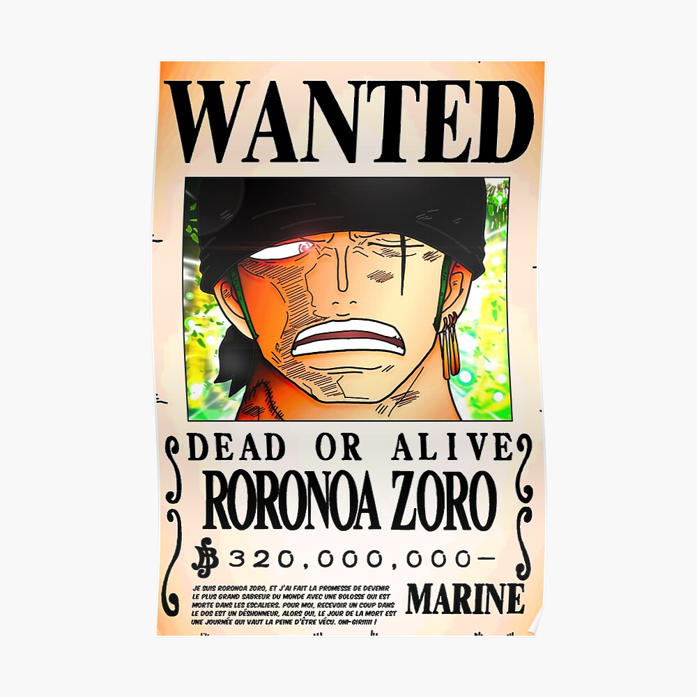 Wanted Poster Roronoa Zoro 3 Million Berrys One Piece Sticker By Axel0w Redbubble