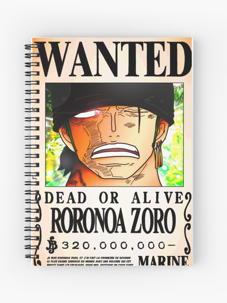 Wanted Poster Roronoa Zoro 3 Million Berrys One Piece Spiral Notebook By Axel0w Redbubble