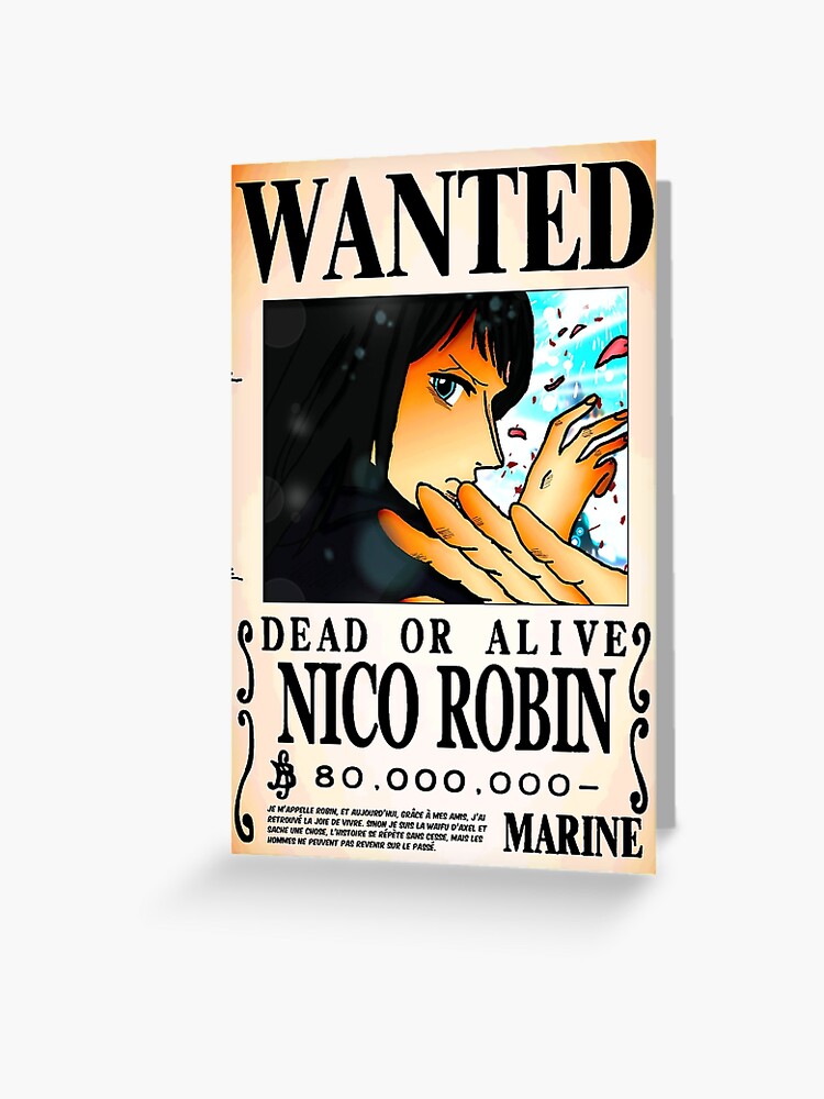 Steckbrief Nico Robin 80 Millionen Beeren One Piece Grusskarte Von Axel0w Redbubble