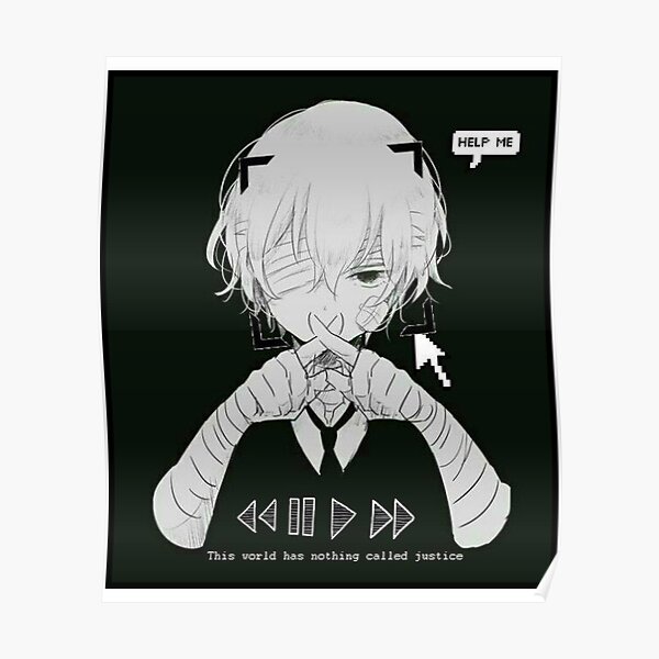 Help Me Glitch Sad Anime Boy Poster By Simouser Redbubble