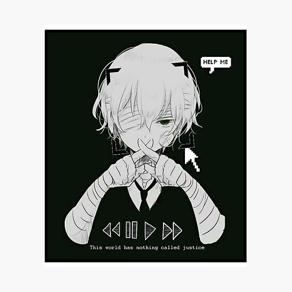 Error Glitch Sad Anime Boy Photographic Print By Simouser Redbubble