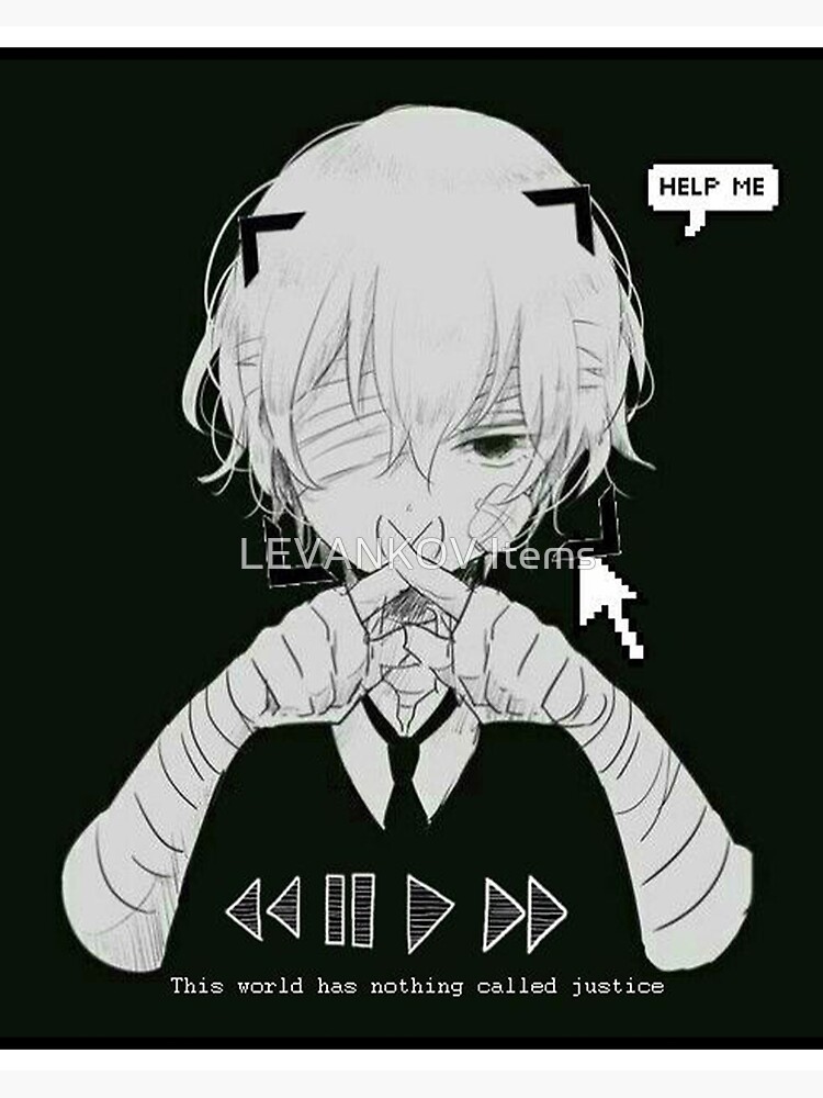 Help Me Glitch Sad Anime Boy Art Board Print By Simouser Redbubble