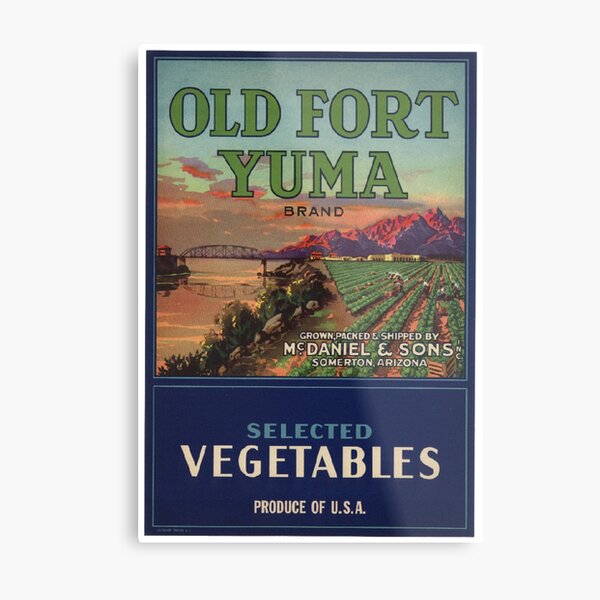 Item preview, Vintage Food Crate Label Old Fort Yuma Fruit Vegetable Produce Art Antique Retro Artwork Old Sign Riverside Farm designed and sold by ⭐⭐⭐⭐⭐ Art Geeky.