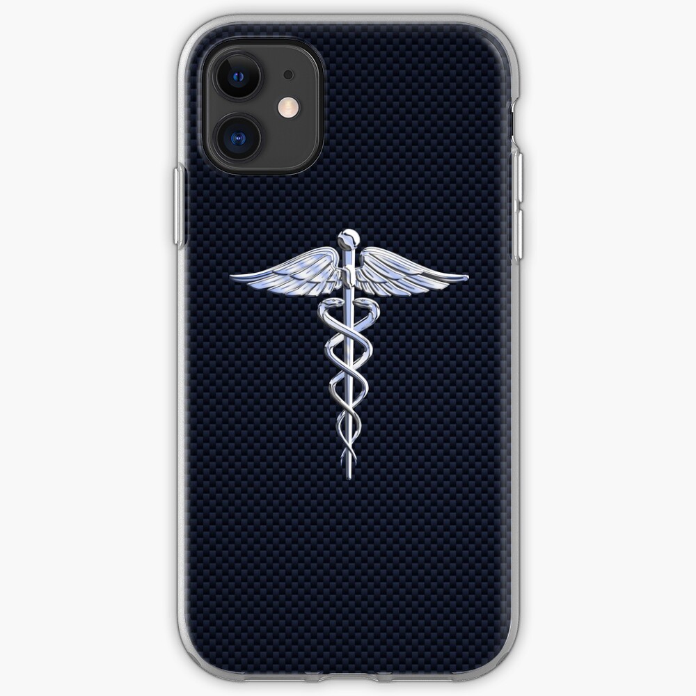 Chrome like Medical Caduceus Snakes iPhone Soft Case