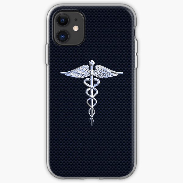 Chrome like Medical Caduceus Snakes iPhone Soft Case