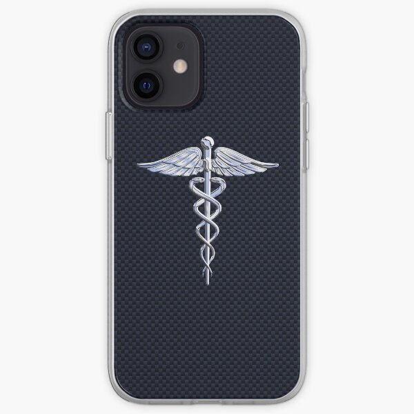 Chrome like Medical Caduceus Snakes iPhone Soft Case