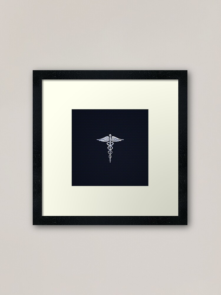 Alternate view of Chrome like Medical Caduceus Snakes Framed Art Print