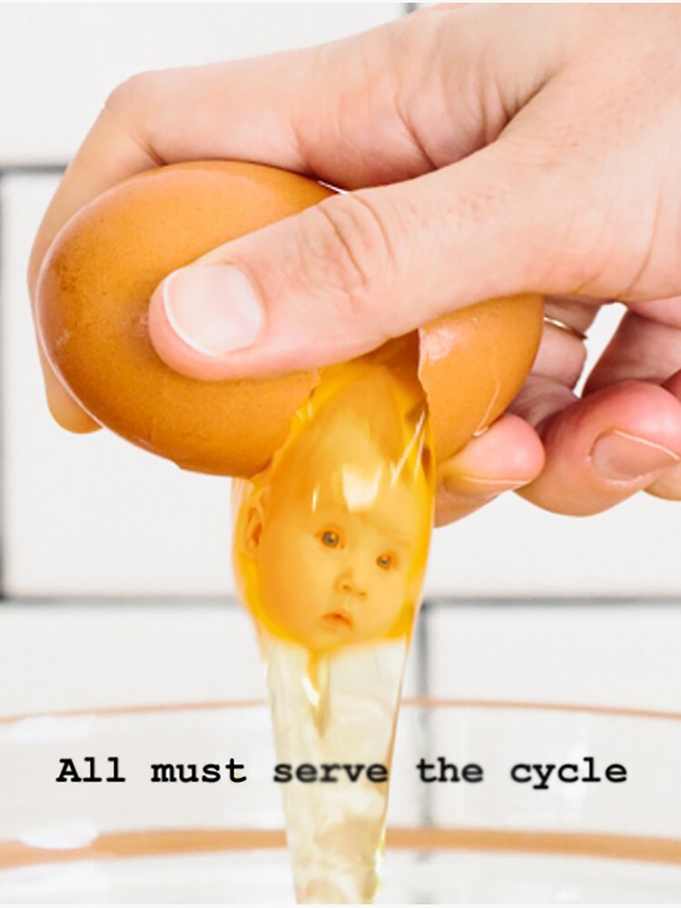 All Must Serve The Cycle Baby In Egg Cursed Meme Sticker For Sale