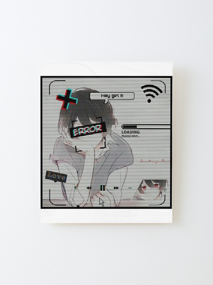 Error Glitch - Sad Anime Girl | Art Board Print