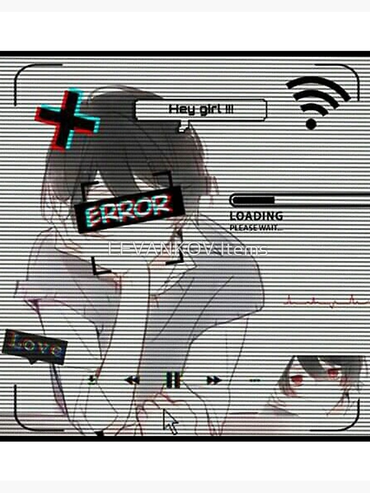 Error Glitch - Sad Anime Boy | Art Board Print