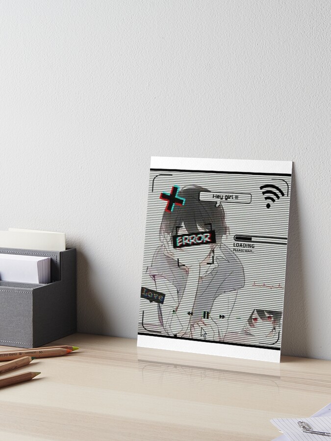 Error Glitch - Sad Anime Boy Art Board Print for Sale by LEVANKOV