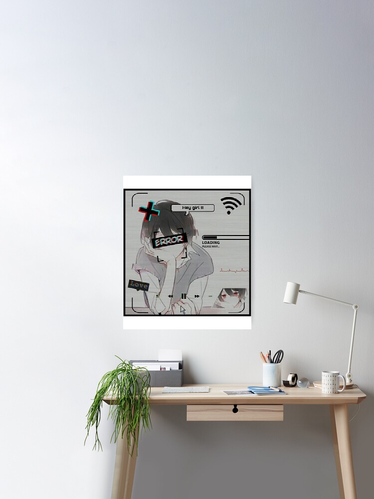 Error Glitch - Sad Anime Boy | Art Board Print