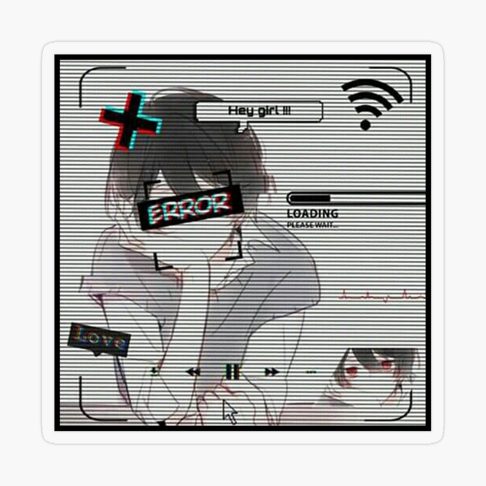 Error Glitch - Sad Anime Girl | Art Board Print