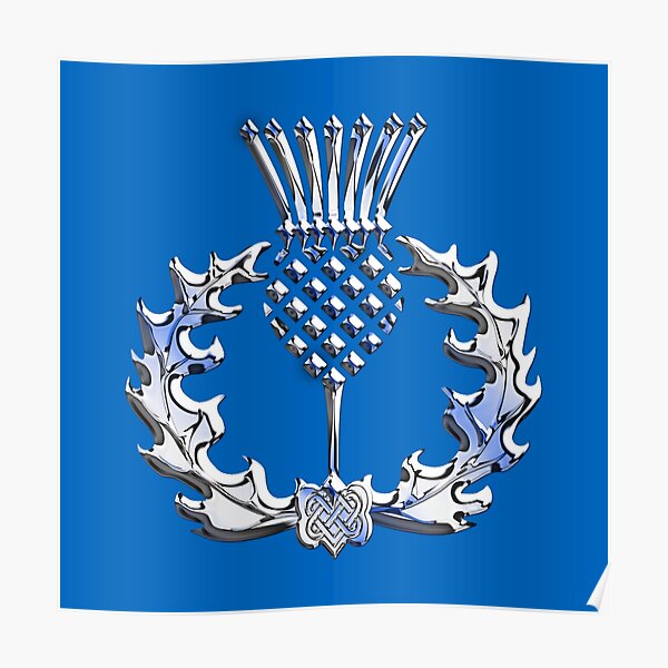Chrome like Scottish Thistle Poster