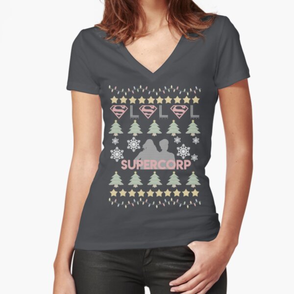 Supercorp Christmas Sweater Fitted V-Neck T-Shirt