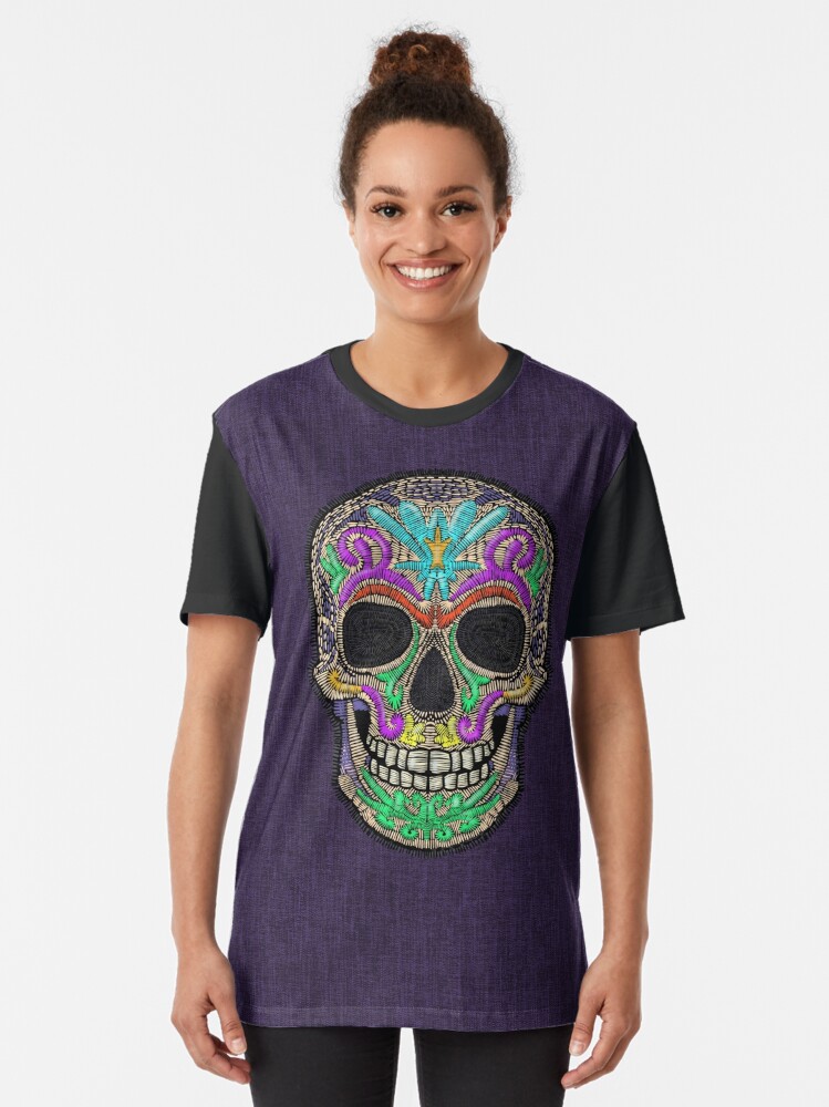 Women's Black Three Sugar Skull Tee Shirt