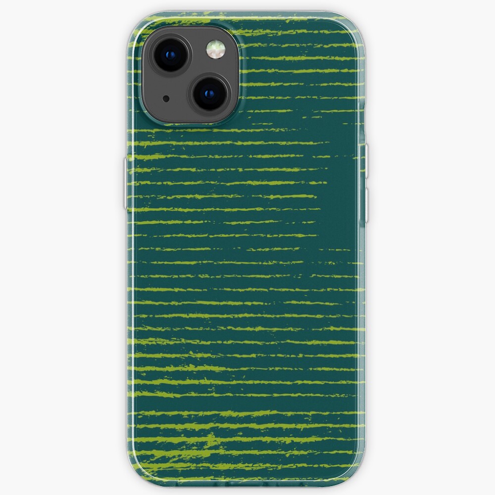 Emerald green grungy stripes iPhone Case