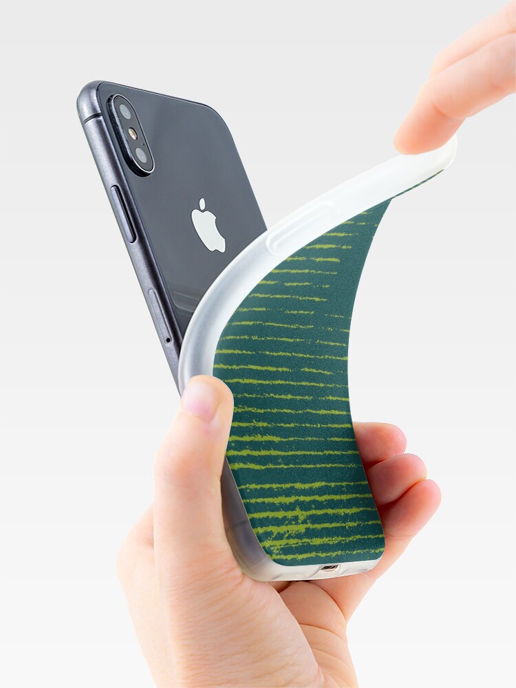 Alternate view of Emerald green grungy stripes iPhone Case