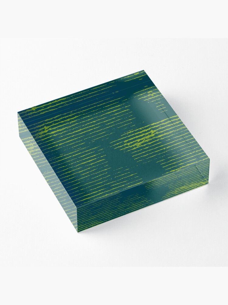 Alternate view of Emerald green grungy stripes Acrylic Block