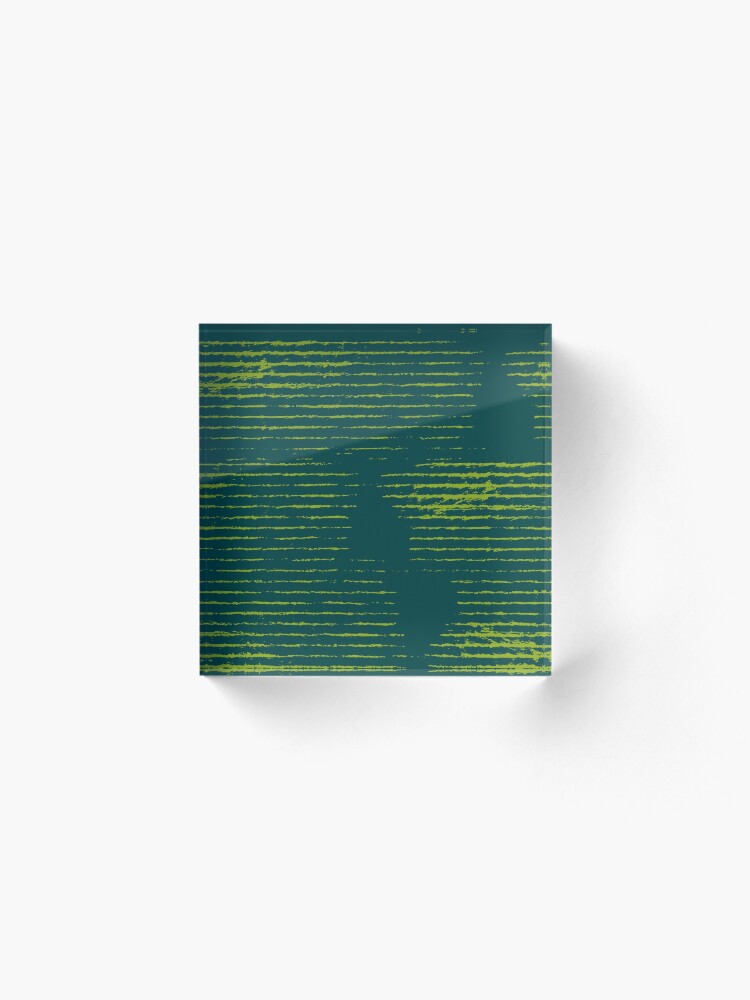 Alternate view of Emerald green grungy stripes Acrylic Block