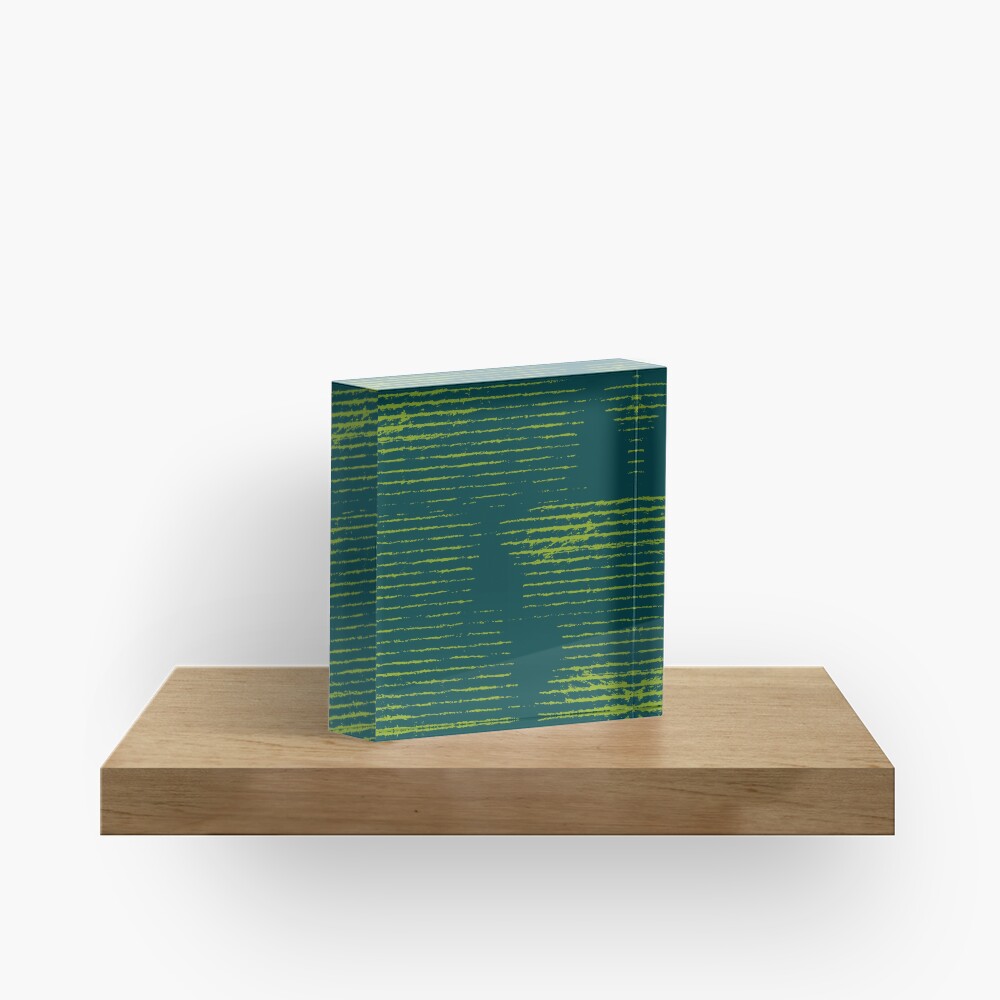 Emerald green grungy stripes Acrylic Block