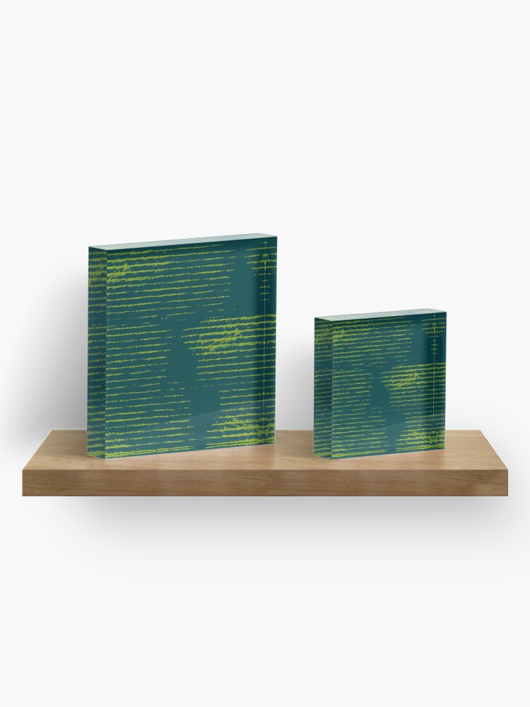 Alternate view of Emerald green grungy stripes Acrylic Block