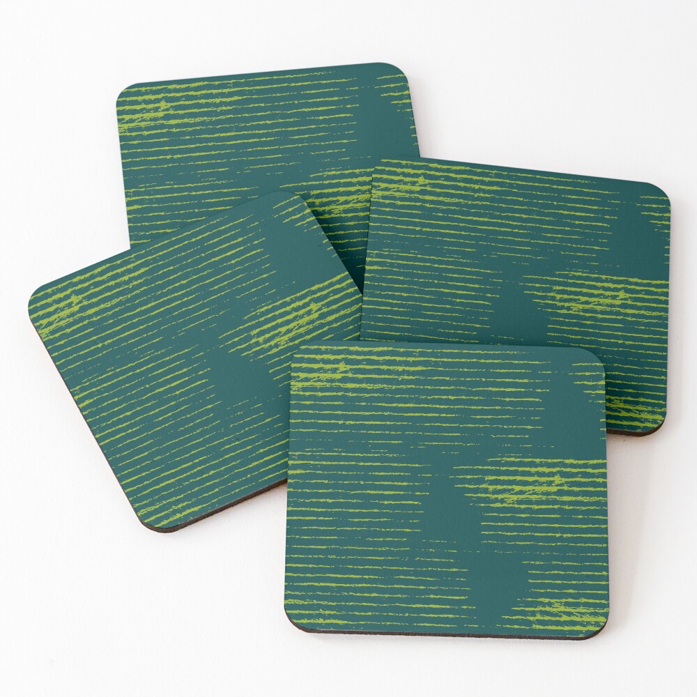 Emerald green grungy stripes Coasters (Set of 4)