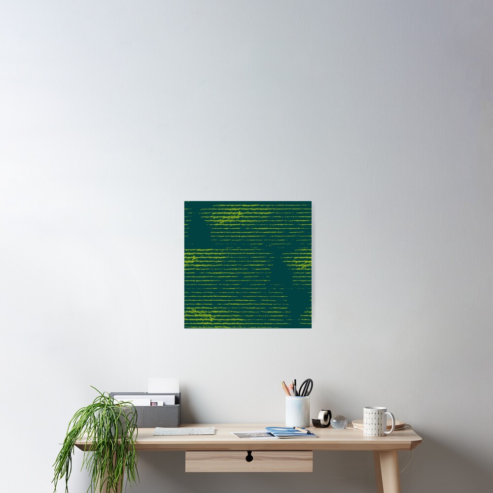 Emerald green grungy stripes Poster