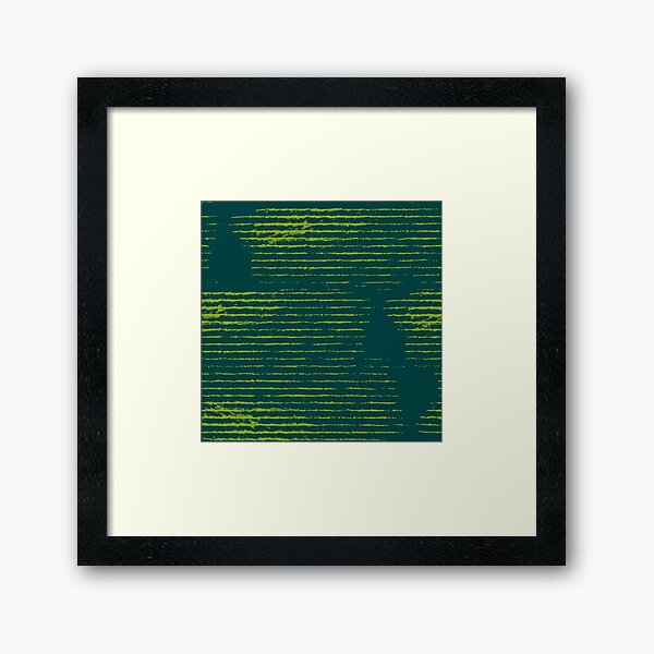 Emerald green grungy stripes Framed Art Print