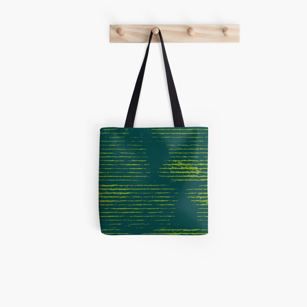 Emerald green grungy stripes Tote Bag