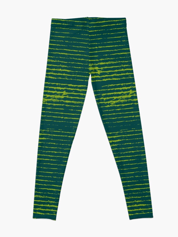 Alternate view of Emerald green grungy stripes Leggings