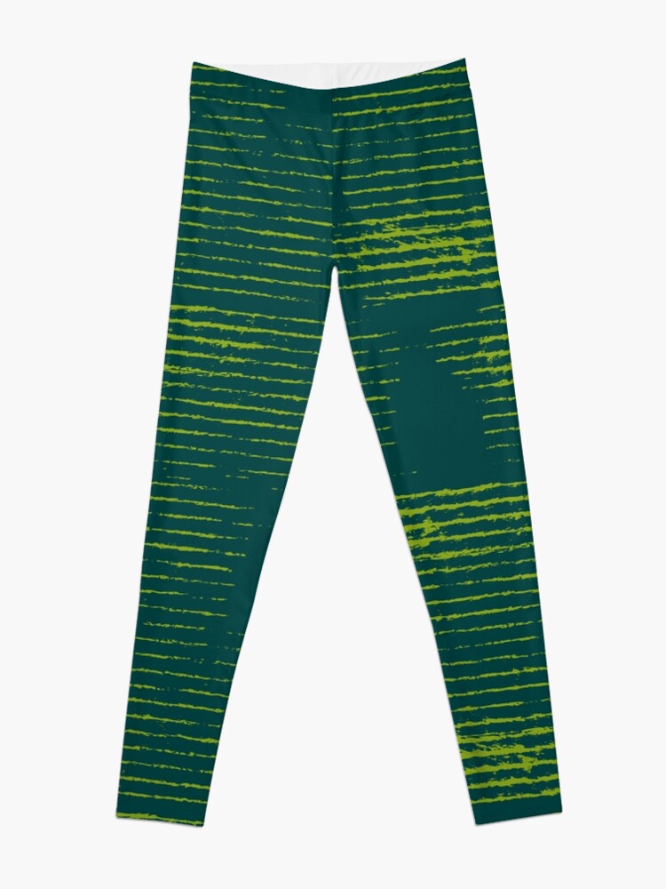 Alternate view of Emerald green grungy stripes Leggings