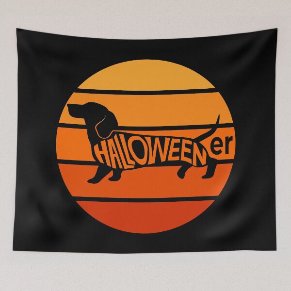 Item preview, Dachshund Halloween Vintage Retro Silhouette Design designed and sold by Midlife50.