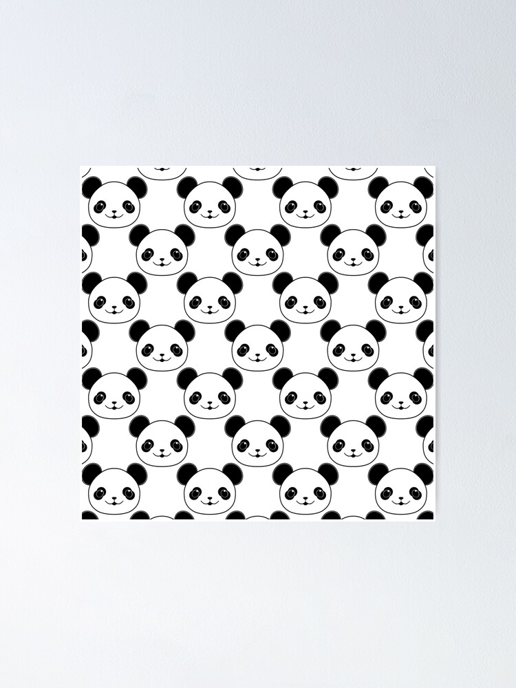 Poster Motif Panda Kawaii En Noir Et Blanc Par Almdrs Redbubble