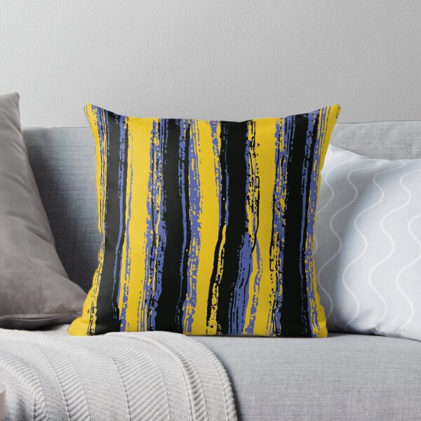 Blue, Black & Yellow Stripes Throw Pillow
