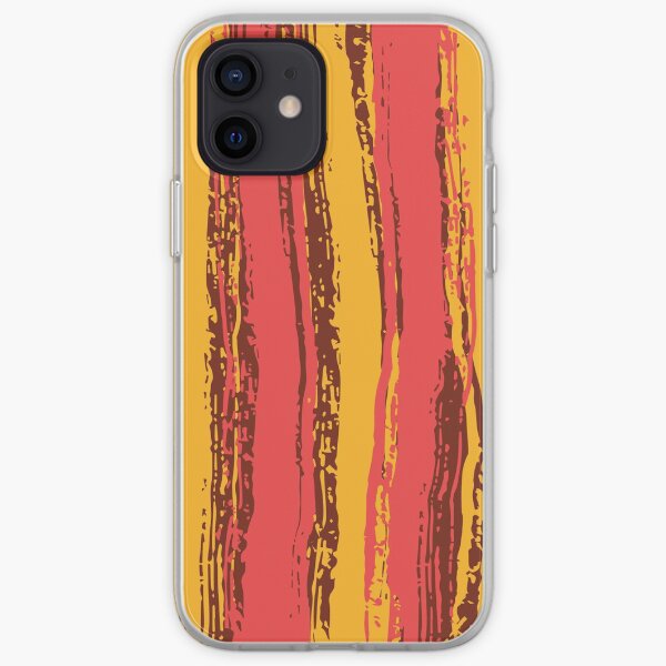 Salmon Pink, Brown & Dark Yellow Stripes iPhone Soft Case