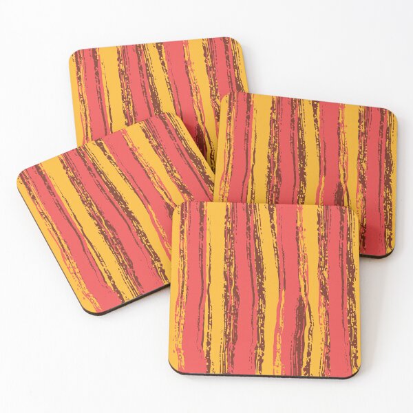 Item preview, Salmon Pink, Brown & Dark Yellow Stripes designed and sold by Mia Harper Design.