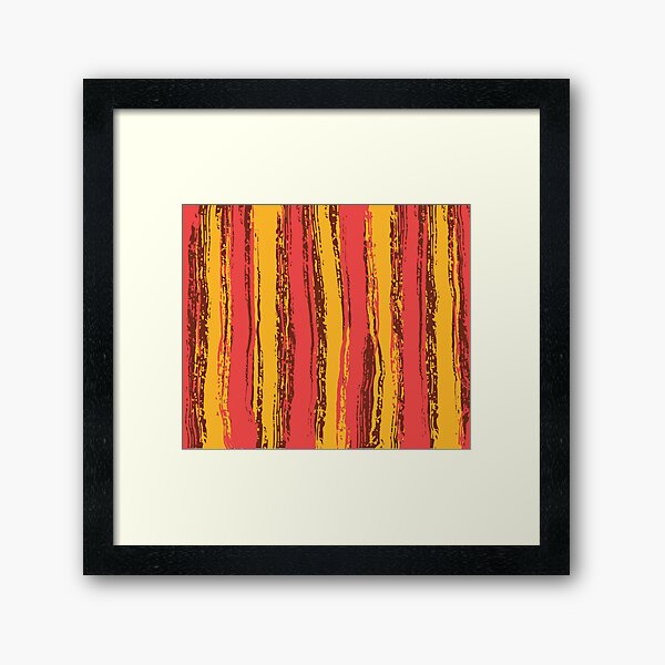 Salmon Pink, Brown & Dark Yellow Stripes Framed Art Print