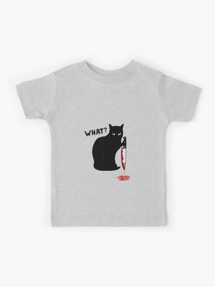 What? Murderous Black Cat With Bloody Knife Halloween Gift T-Shirt