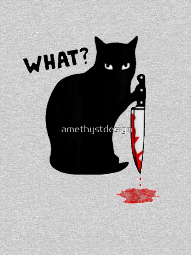 Cat What? Murderous Black Cat With Knife Halloween Gift by amethystdesign